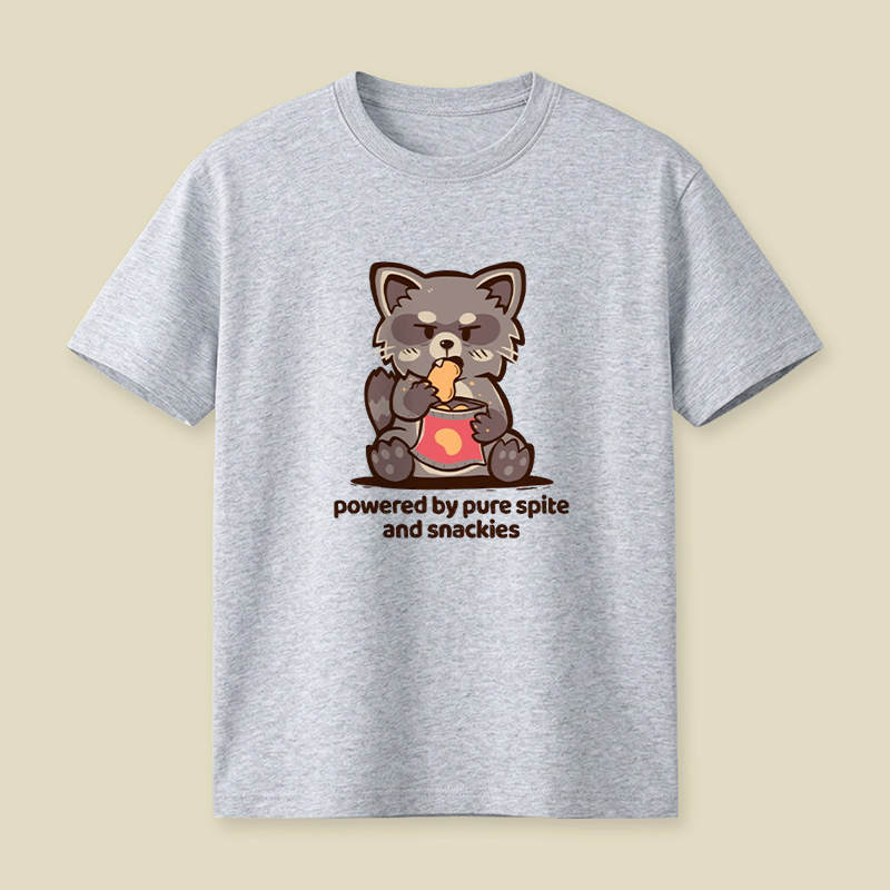 Powered By Spite And Snackies Raccoon Playful T-Shirt