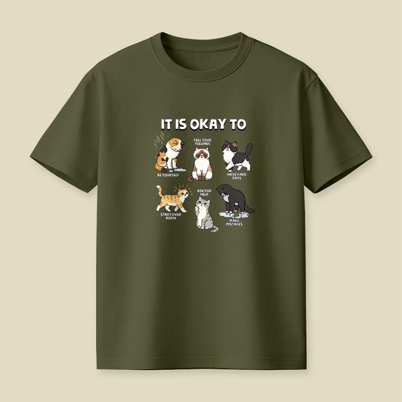 It Is Okay To Be Yourself Cats Playful T-Shirt
