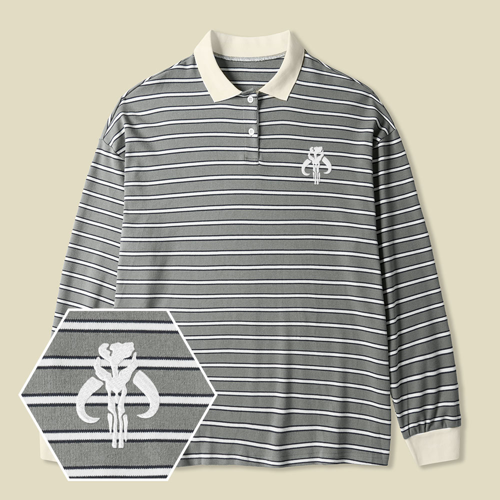 Rebel Lycra Striped Embroidered Long-Sleeve Polo