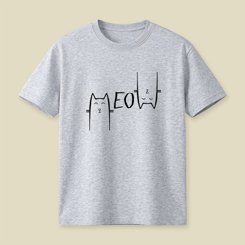 Meow Visual Word Puzzle Cat Playful T-Shirt