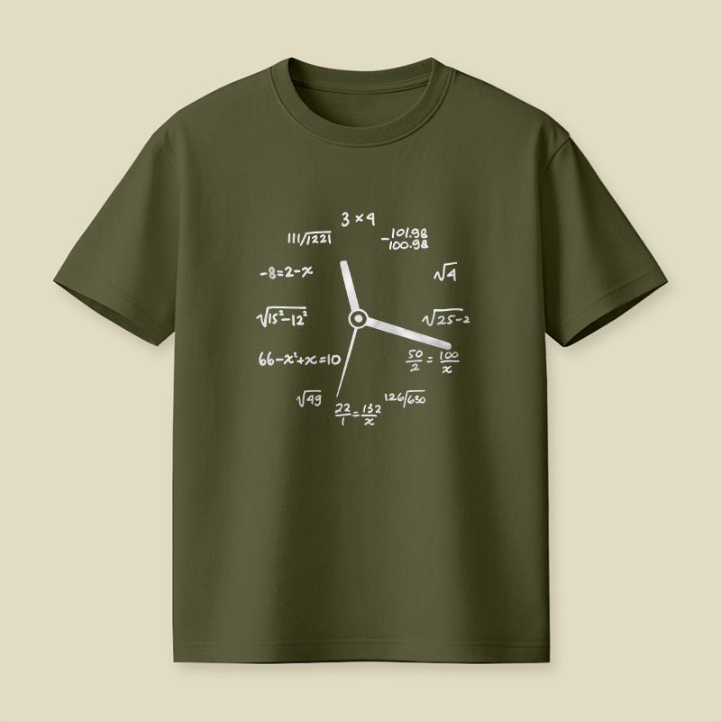 Math Equation Clock Nerd Pun Playful T-Shirt