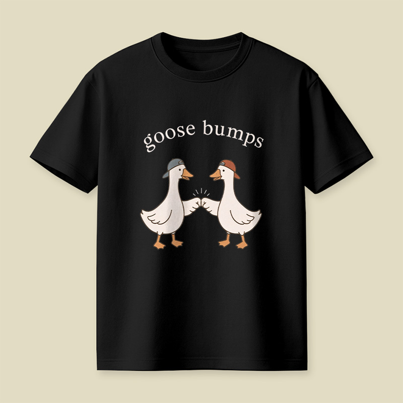 Goosebumps Geese Pun Casual Cap Wearing Playful T-Shirt