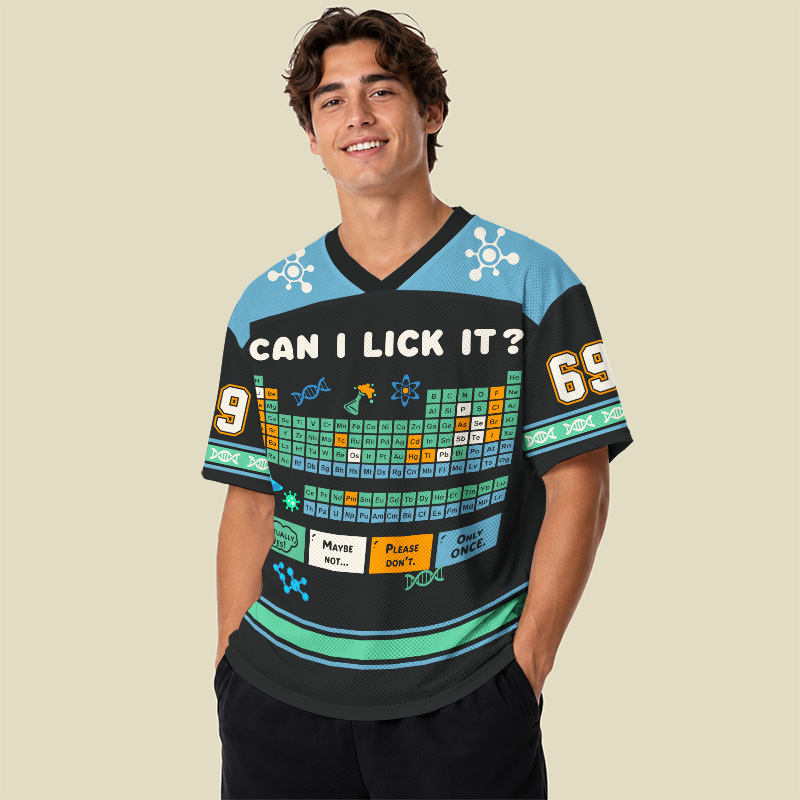 Can I Lick It Periodic Table Blue Playful Mesh Jersey