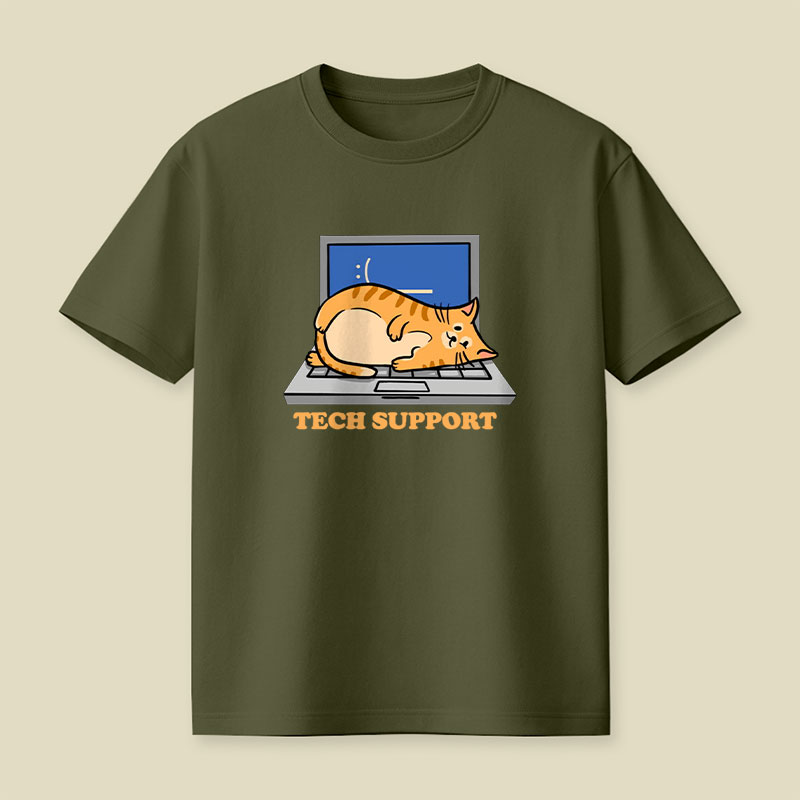 Tech Support Cat Funny Programmer Playful T-Shirt