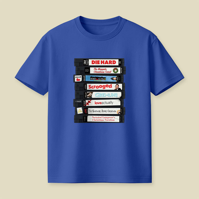 Christmas VHS Movie Marathon Retro Playful T-Shirt
