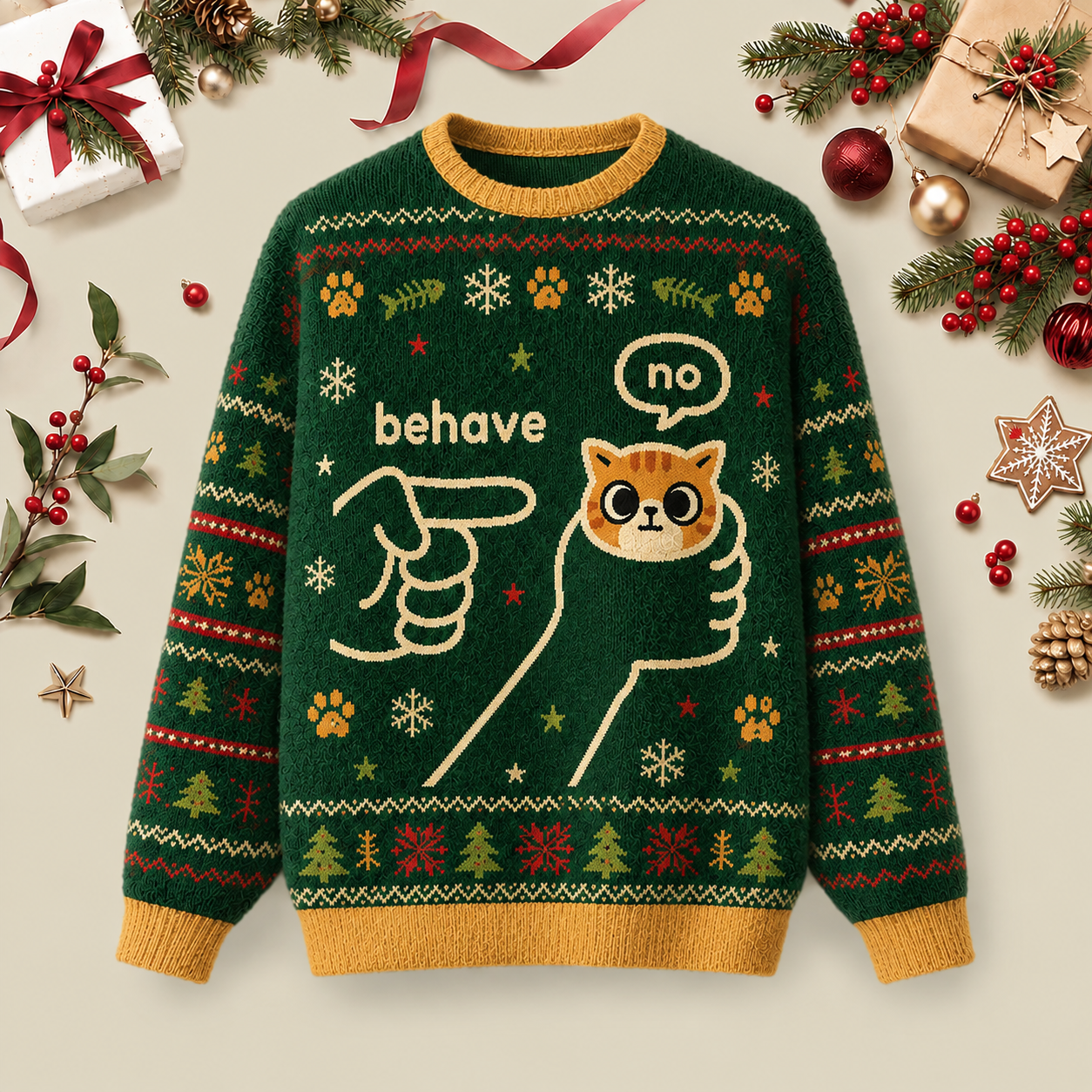 Behave Ugly Christmas Fluffy Sweatershirt