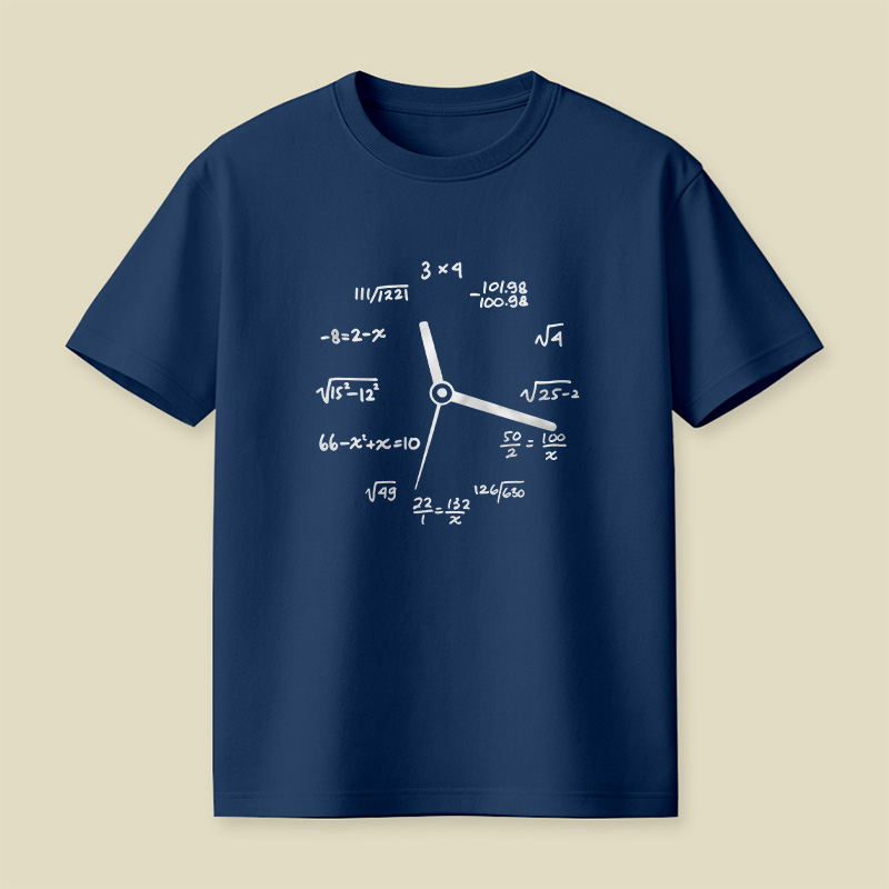 Math Equation Clock Nerd Pun Playful T-Shirt