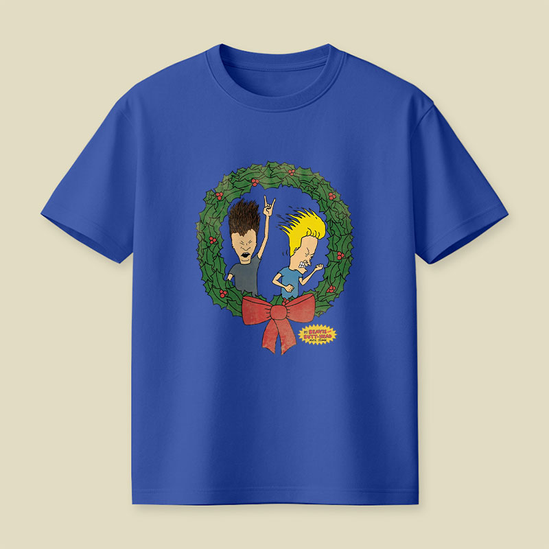 BAB Rock Out Vintage Christmas Wreath Logo Playful T-Shirt