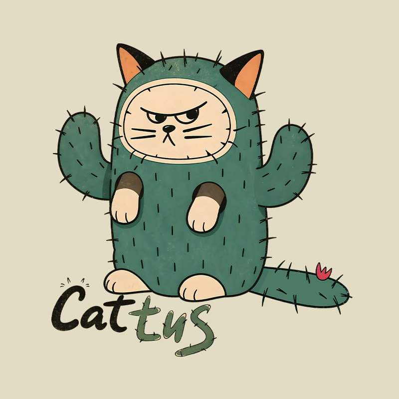 Cattus Cactus Cat Playful T-Shirt