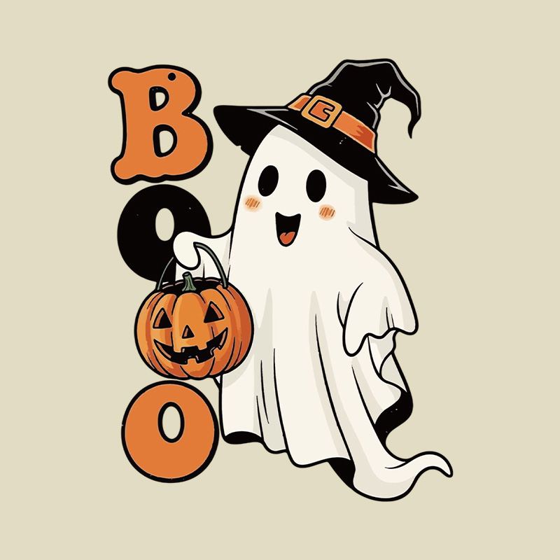 Cute Ghost Boo Halloween Pumpkin Playful T-Shirt