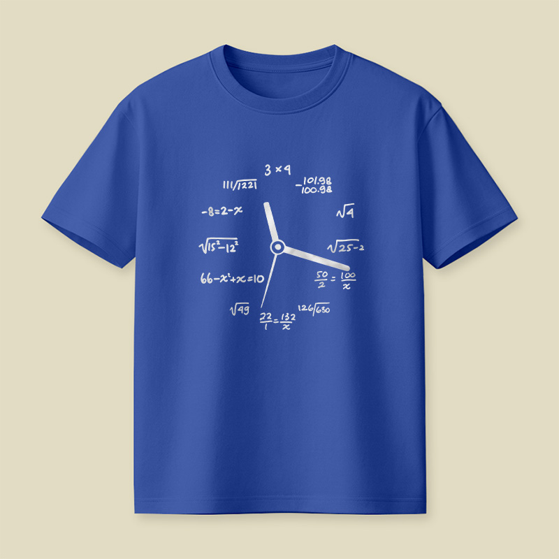 Math Equation Clock Nerd Pun Playful T-Shirt