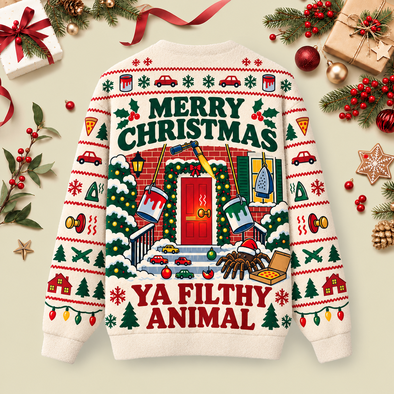 Ya Filthy Animal Ugly Christmas Fluffy Sweatershirt