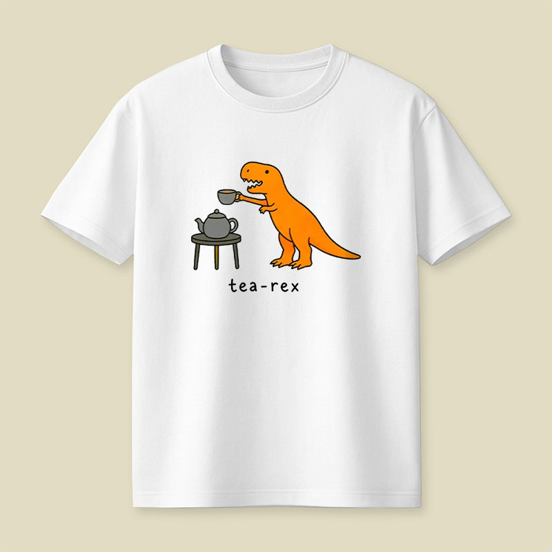 Tea-Rex Funny Cartoon Playful T-Shirt