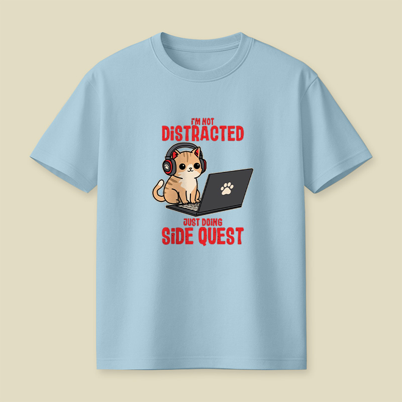 Gamer Cat Side Quest Playful T-Shirt