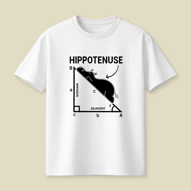 Hippotenuse Hippo Math Pun Playful T-Shirt