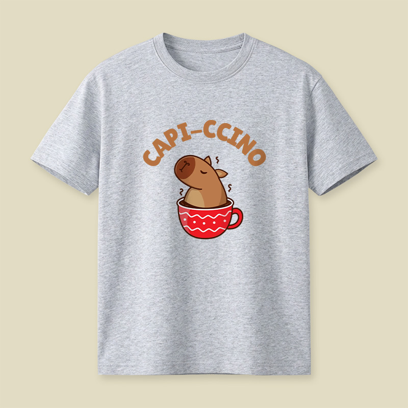 Capi-Ccino Capybara Coffee Pun Playful T-Shirt