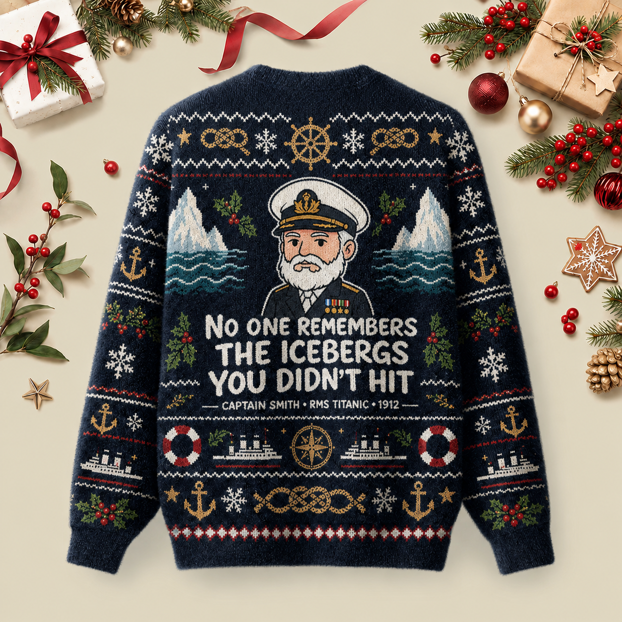 The Unseen Icebergs Ugly Christmas Fluffy Sweatershirt