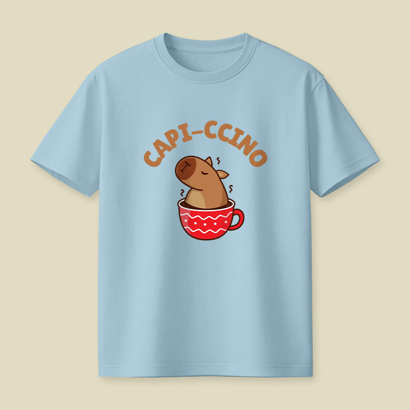 Capi-Ccino Capybara Coffee Pun Playful T-Shirt