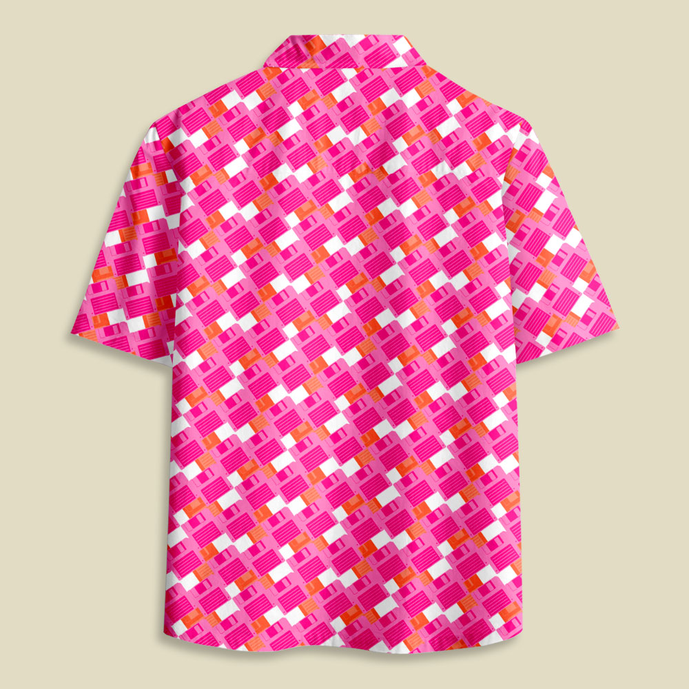 Floppy Disk Vintage Button Up Pocket Shirt