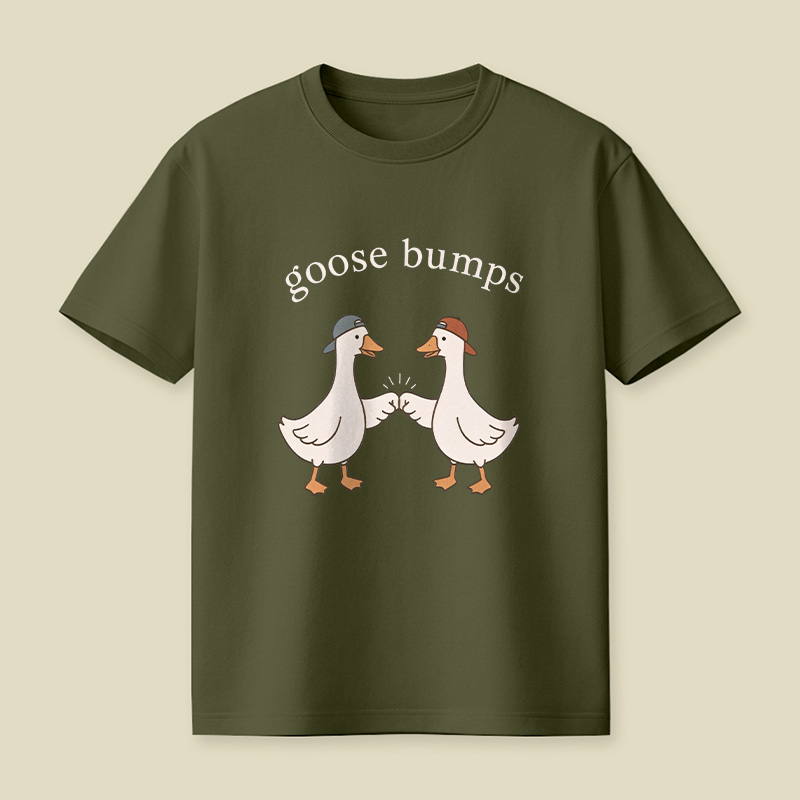 Goosebumps Geese Pun Casual Cap Wearing Playful T-Shirt