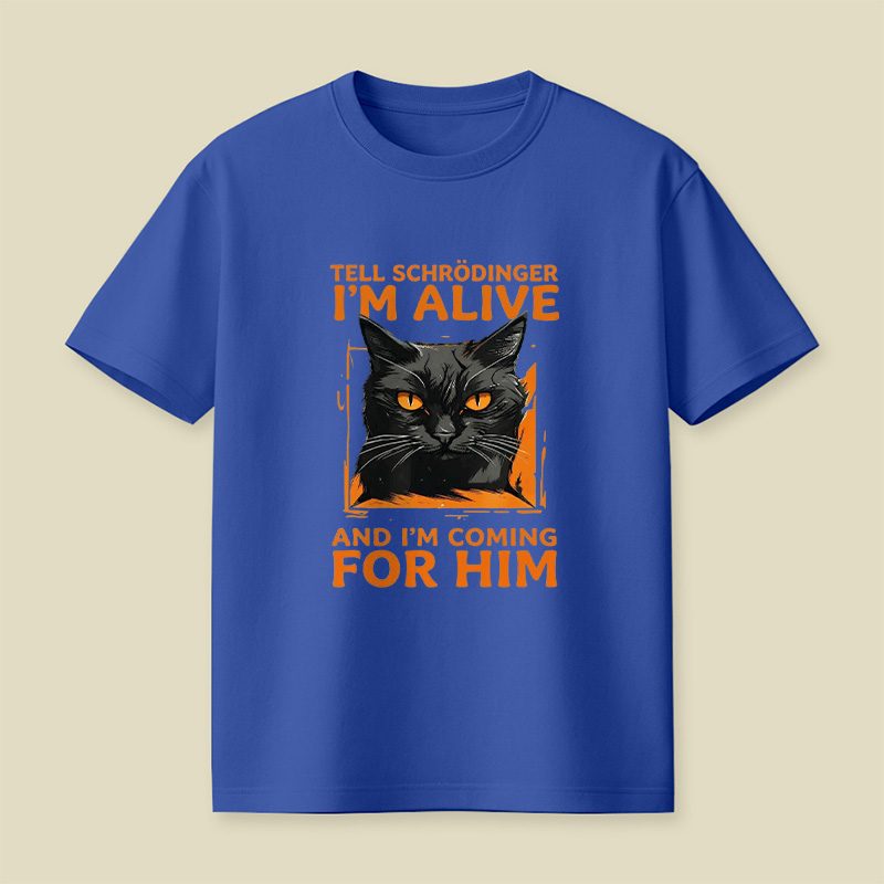 Schrödinger’s Fierce Orange-Eyed Cat Playful T-Shirt