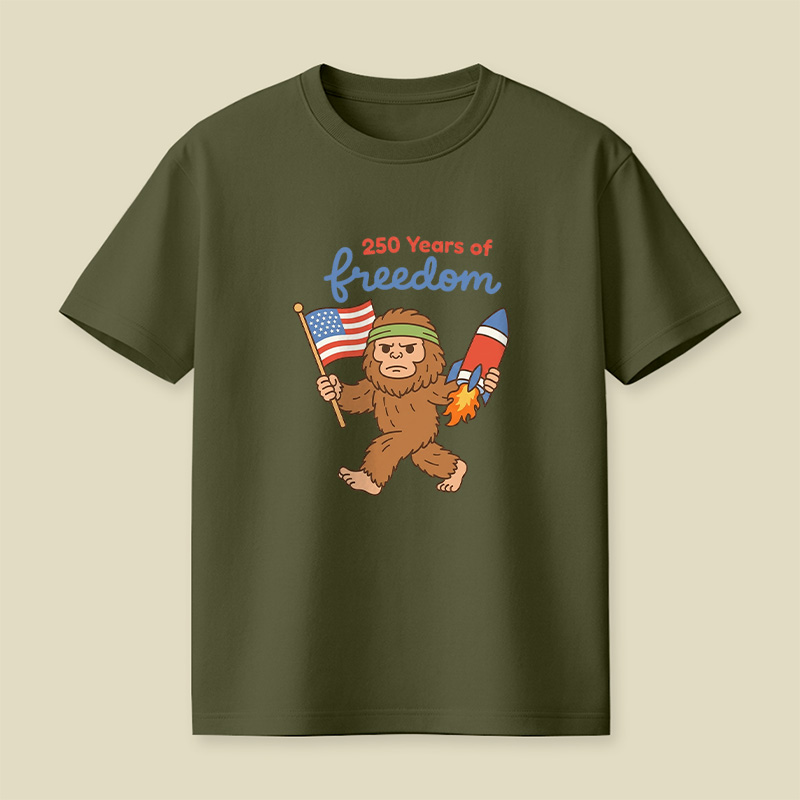 250 Years Of Freedom Bigfoot Playful T-Shirt