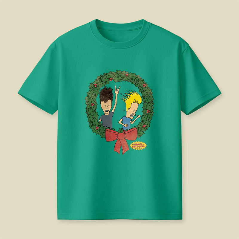 BAB Rock Out Vintage Christmas Wreath Logo Playful T-Shirt
