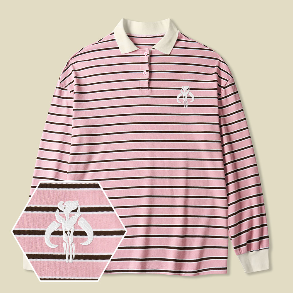 Rebel Lycra Striped Embroidered Long-Sleeve Polo