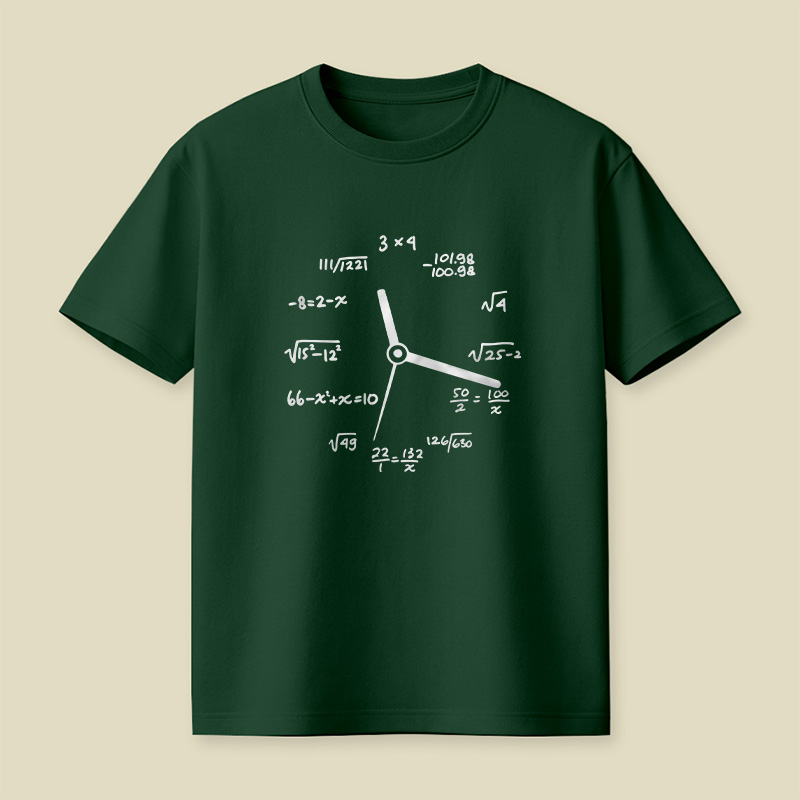 Math Equation Clock Nerd Pun Playful T-Shirt