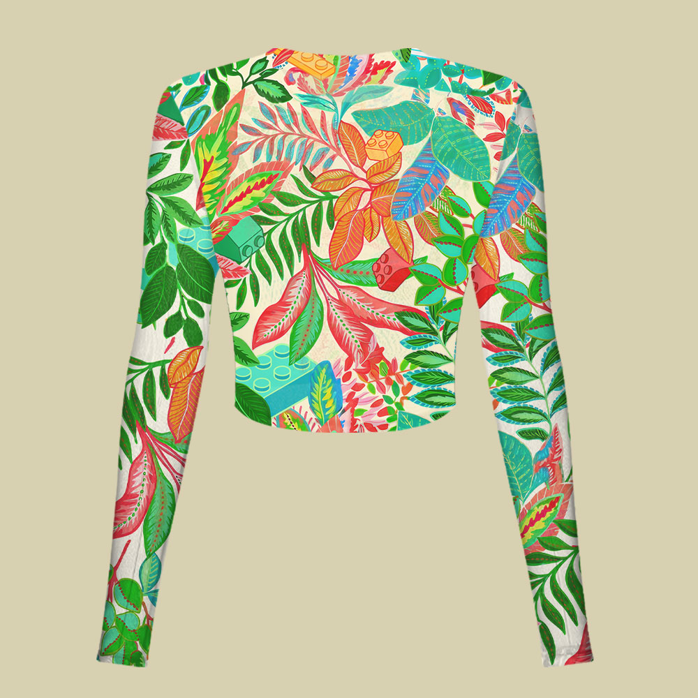 Tropical Blocks Slim Fit Mesh Top