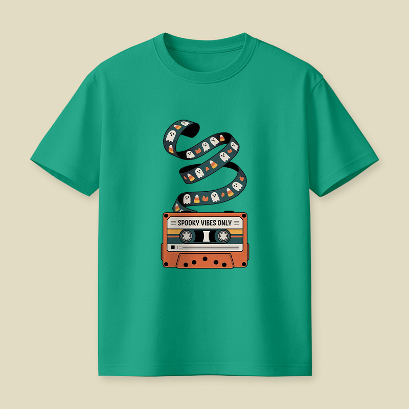 Retro Cassette Spooky Vibes Halloween Playful T-Shirt