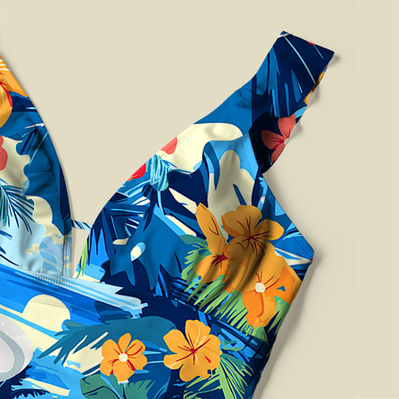 Scifi Spacecraft Hawaii V-Neck One Piece Swimsuit