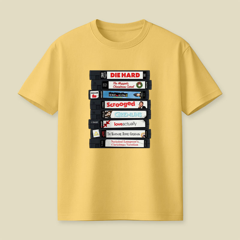 Christmas VHS Movie Marathon Retro Playful T-Shirt
