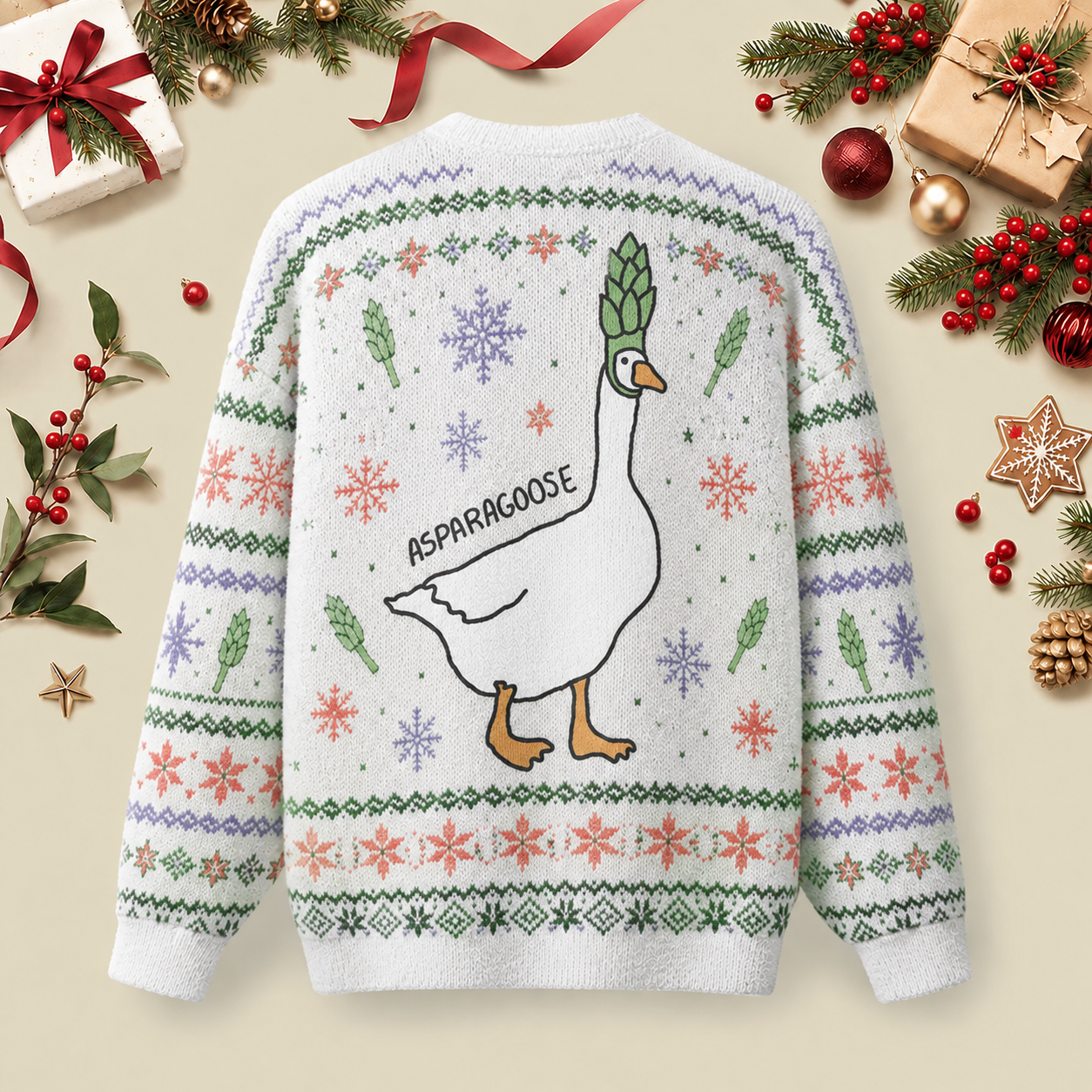 Asparagoose Ugly Christmas Fluffy Sweatershirt