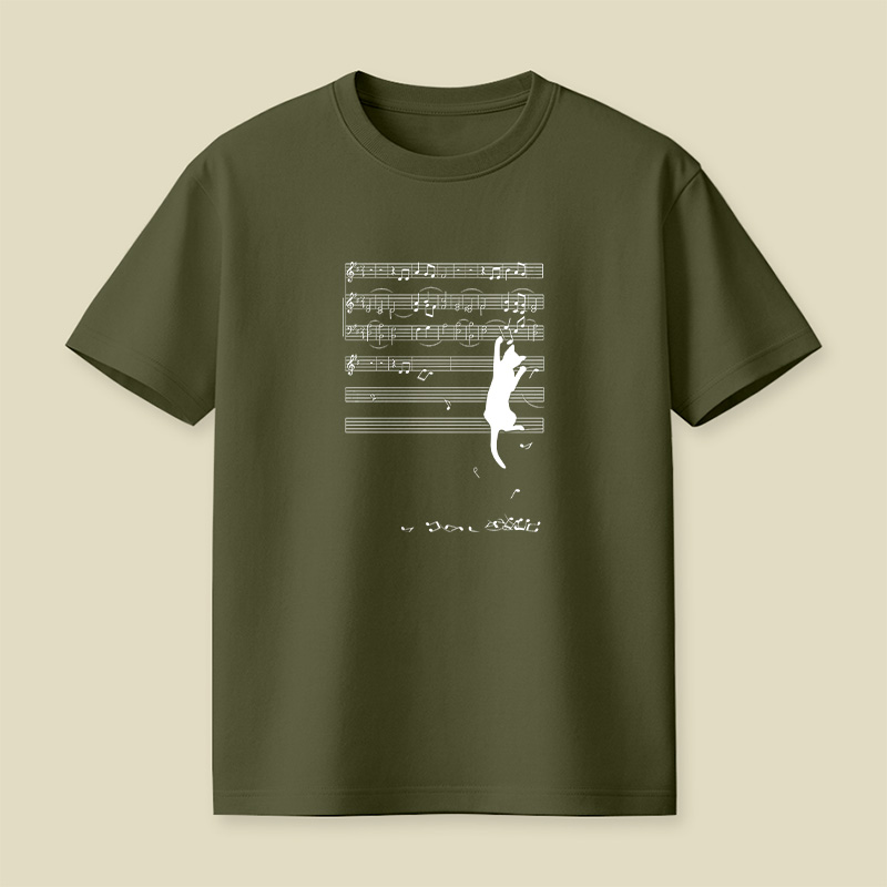 Cat On Sheet Music Chaos Playful T-Shirt