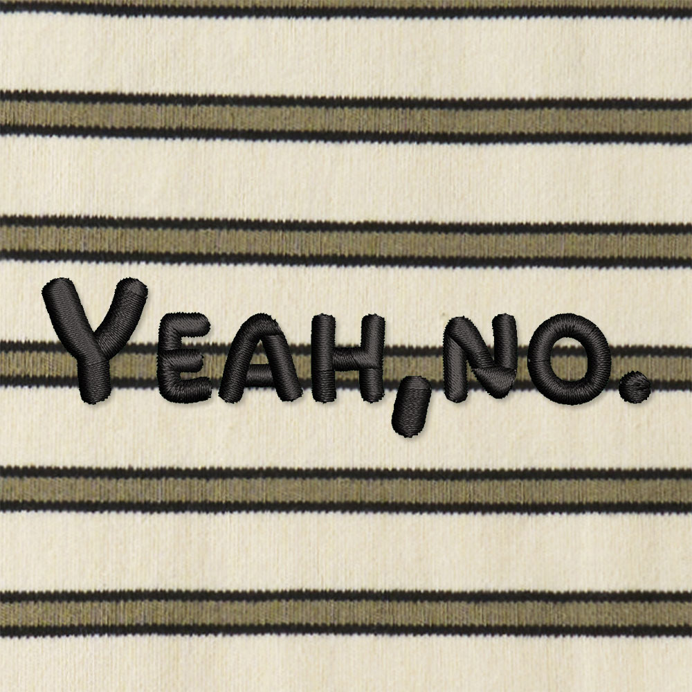Yeah No Funny Sarcastic Lycra Striped Embroidered Long-Sleeve Polo