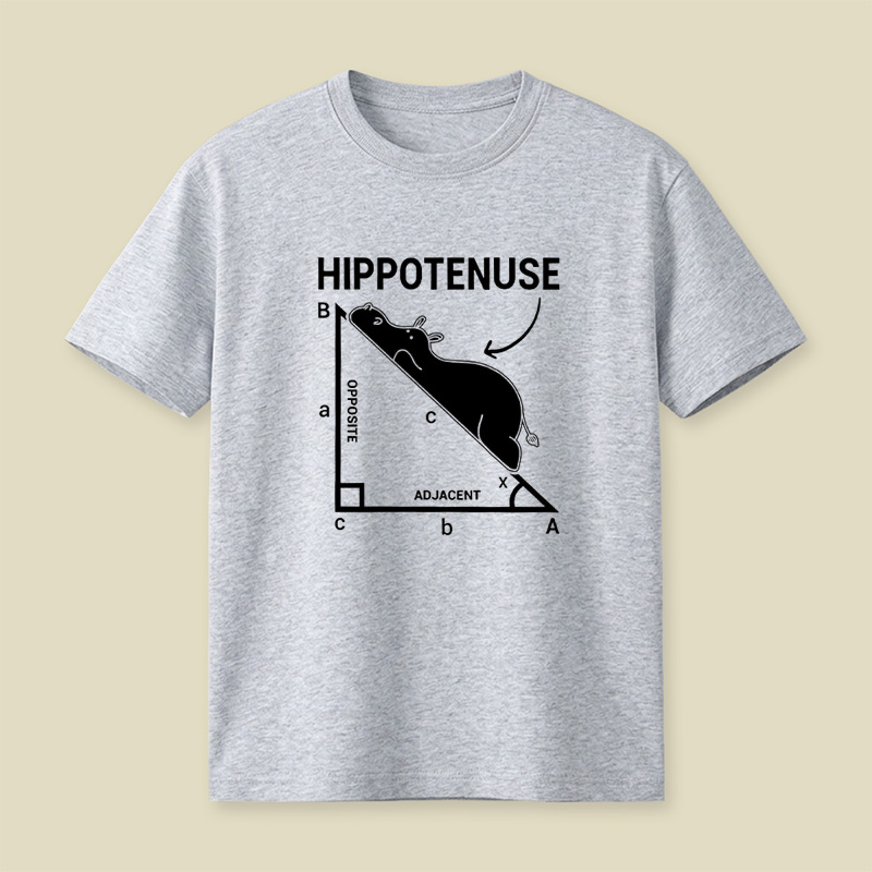 Hippotenuse Hippo Math Pun Playful T-Shirt