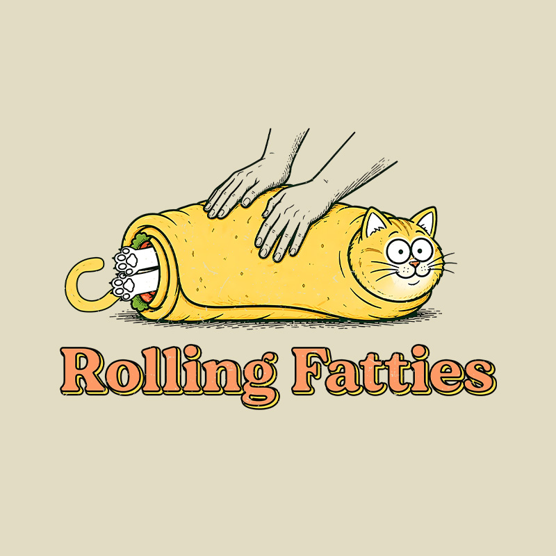 Rolling Fatties Burrito Cat Playful T-Shirt