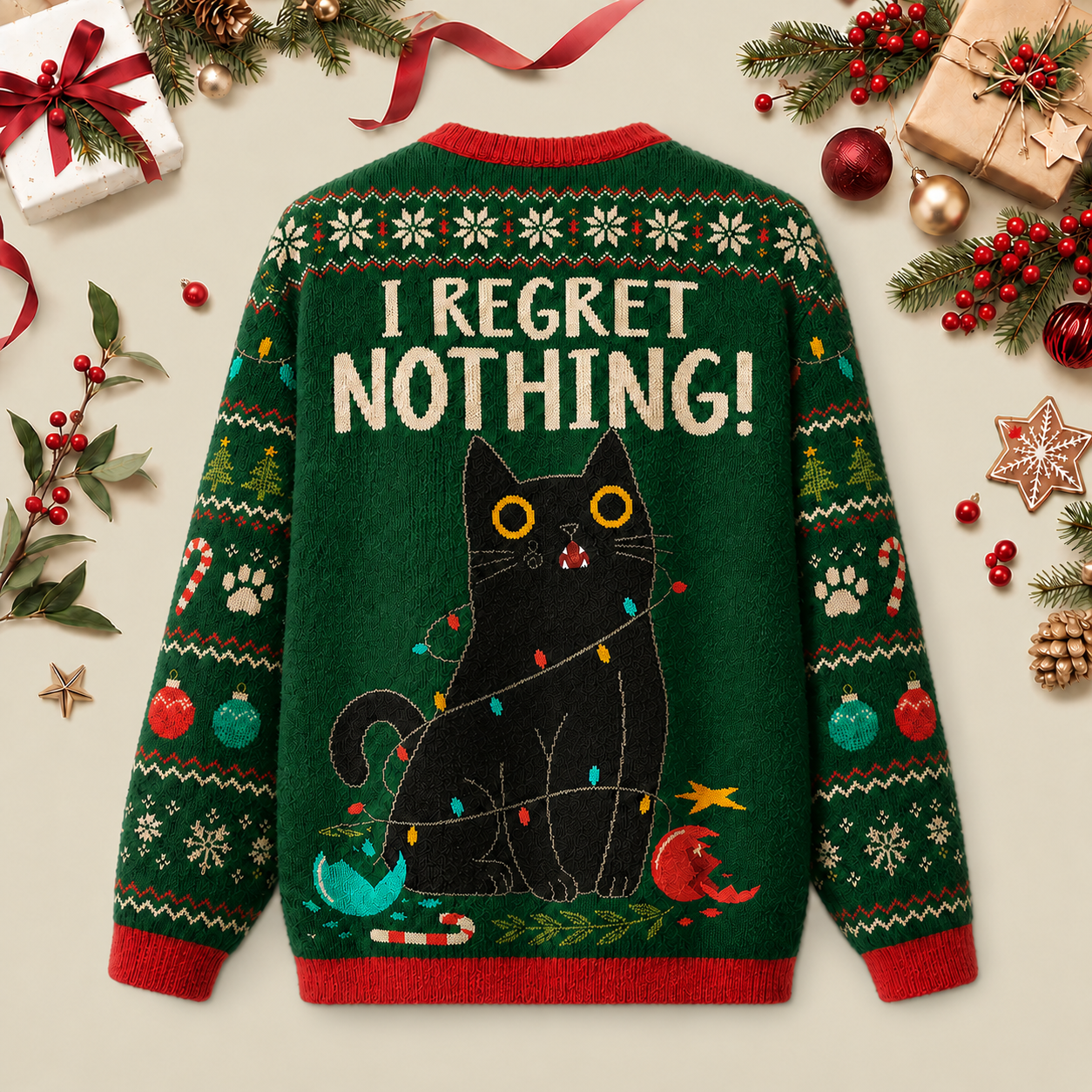 I regret nothing Ugly Christmas Fluffy Sweatershirt