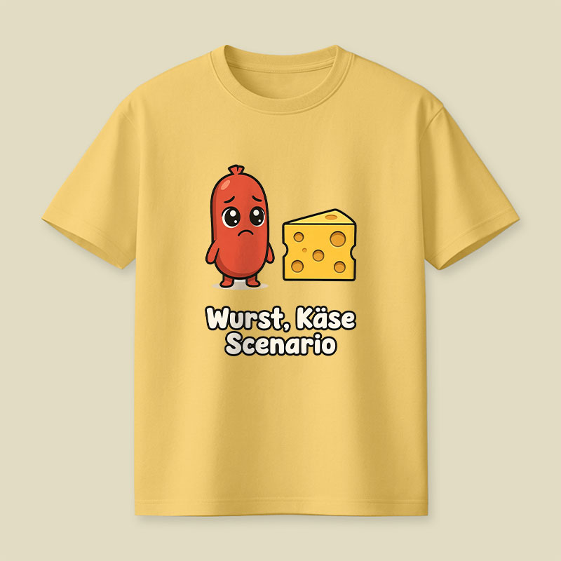 Wurst Kase Scenario Funny German Food Pun Playful T-Shirt