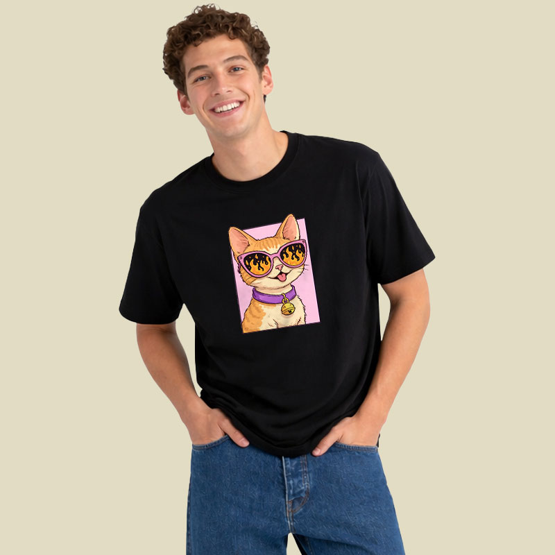 Cat Watching The World Burn Playful T-Shirt