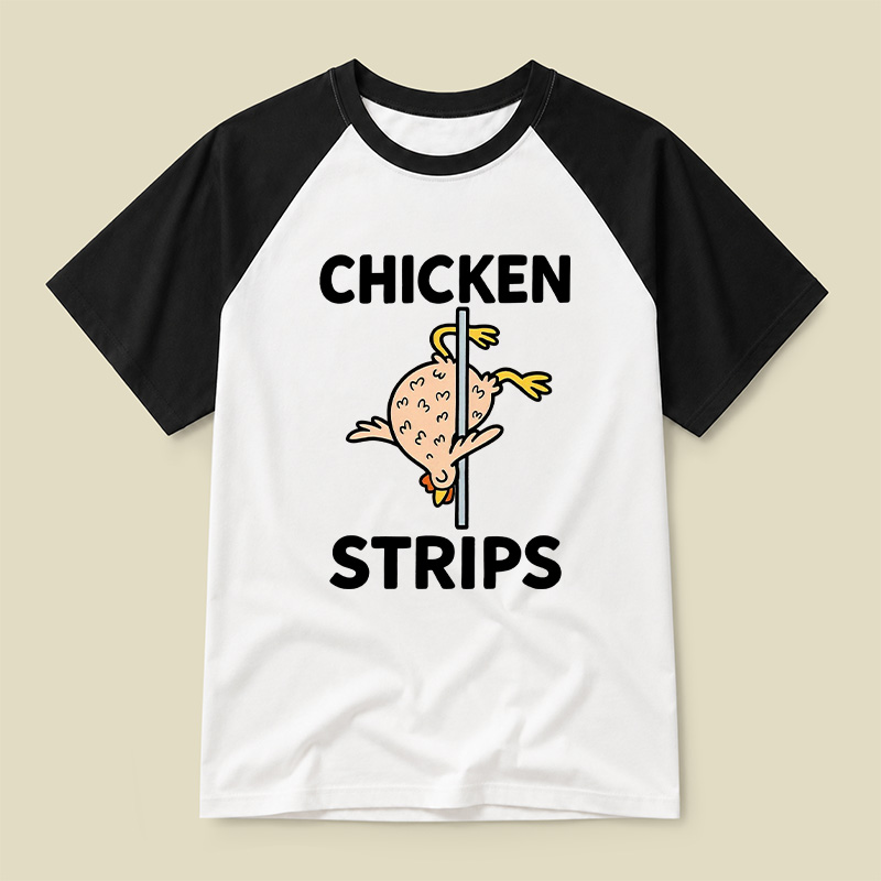 Chicken Strips Meme Raglan T-shirt