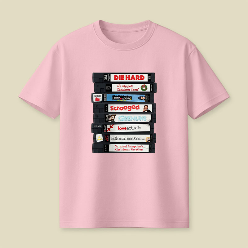 Christmas VHS Movie Marathon Retro Playful T-Shirt