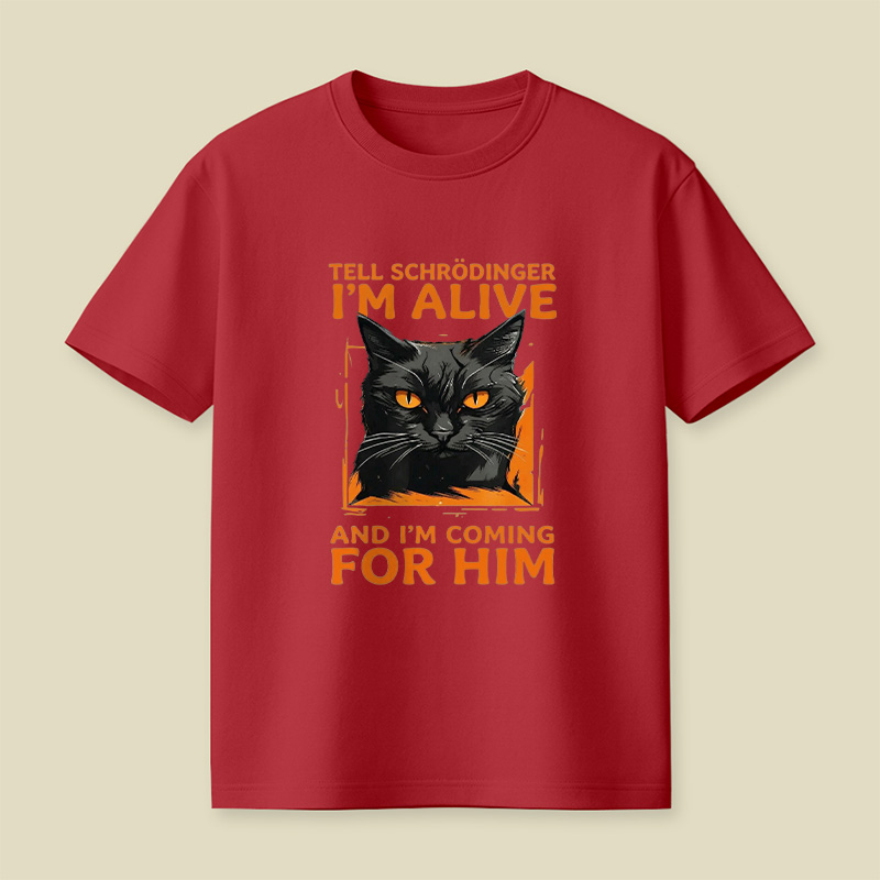 Schrödinger’s Fierce Orange-Eyed Cat Playful T-Shirt