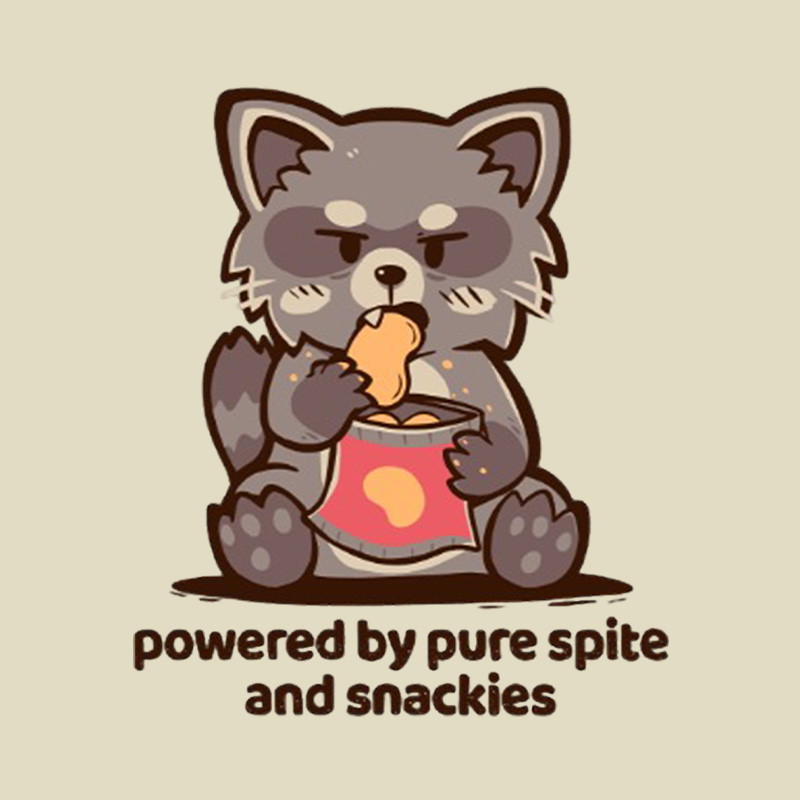 Powered By Spite And Snackies Raccoon Playful T-Shirt