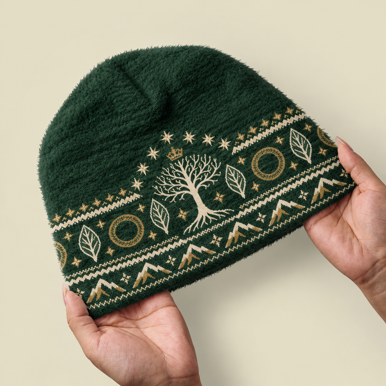 Retro Forest Sci-fi Fuzzy Beanie