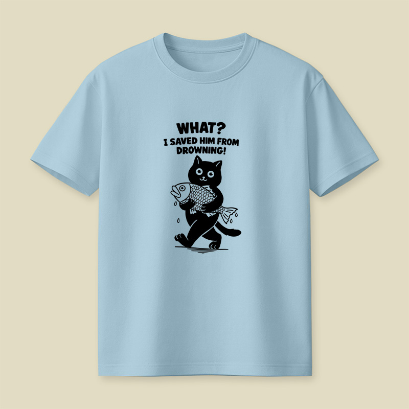 Cat And Fish Playful T-Shirt