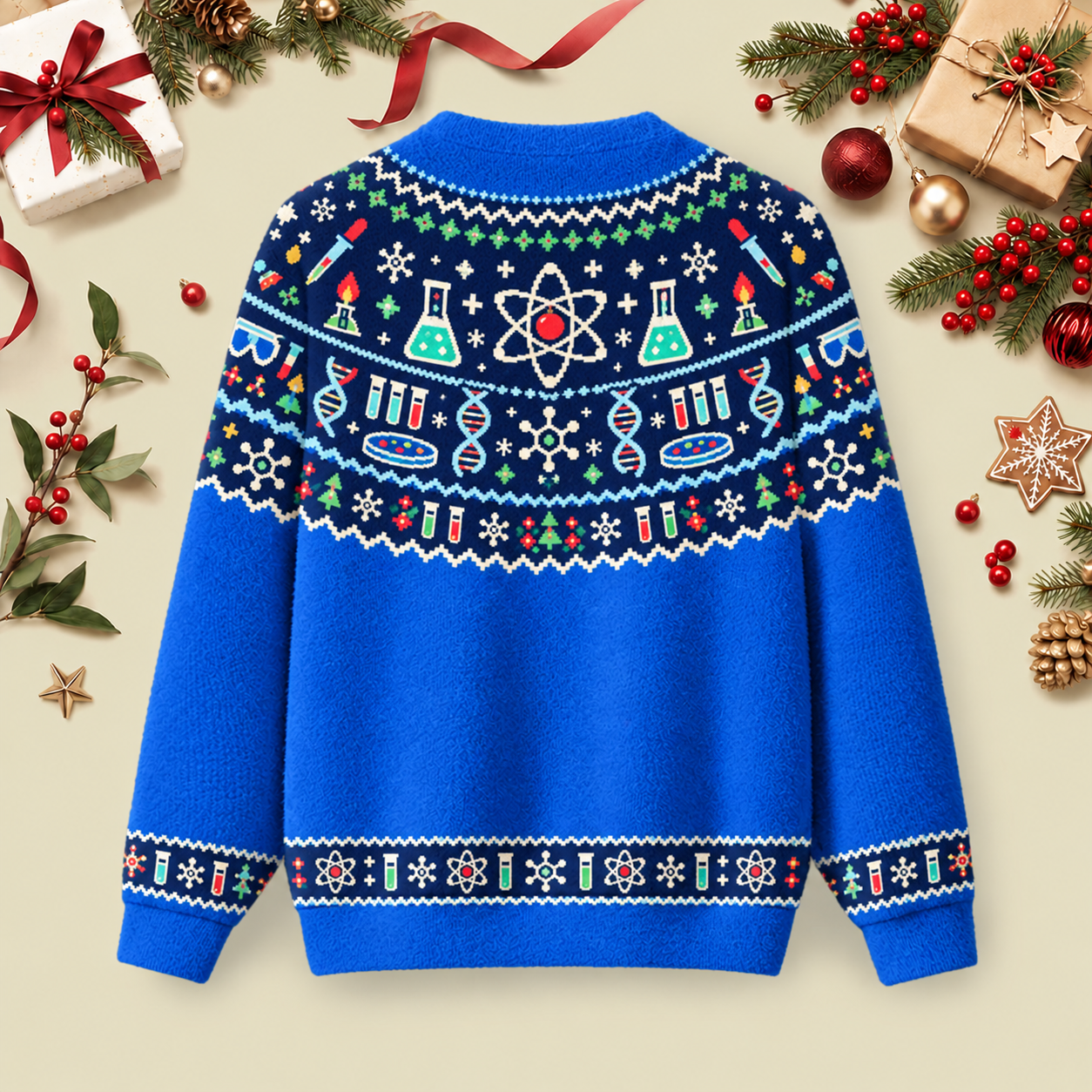 Science Lab Ugly Christmas Fluffy Sweatershirt