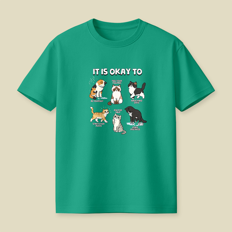 It Is Okay To Be Yourself Cats Playful T-Shirt