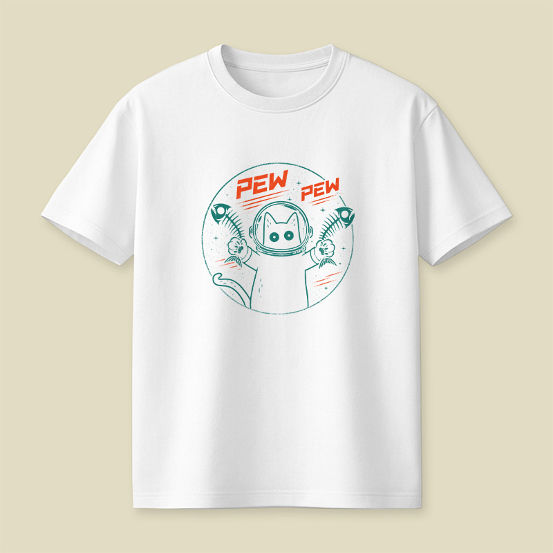 Pew Pew Space Cat Playful T-Shirt